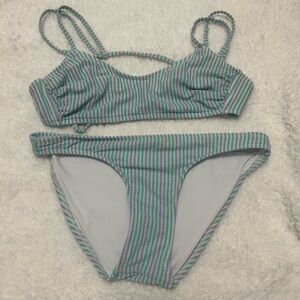 Xhilaration M Blue and Green Striped Bikini Set👙